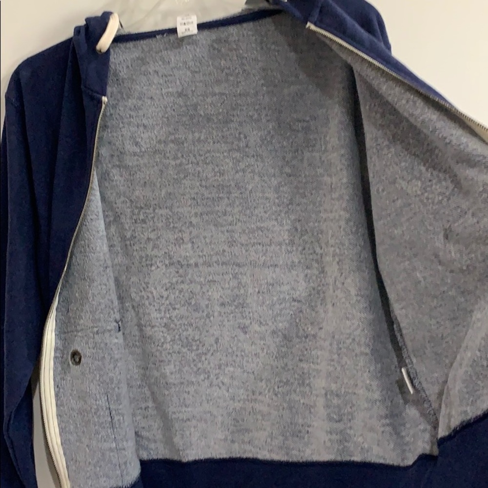 Coachella Navy and Red Print Zip Up Sweatshirt - Picture 6 of 6